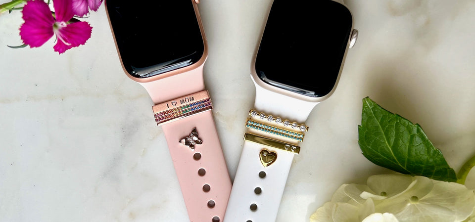 personalize jewelry and charms for Apple Watch and Fitbit bands Mother's Day gifts