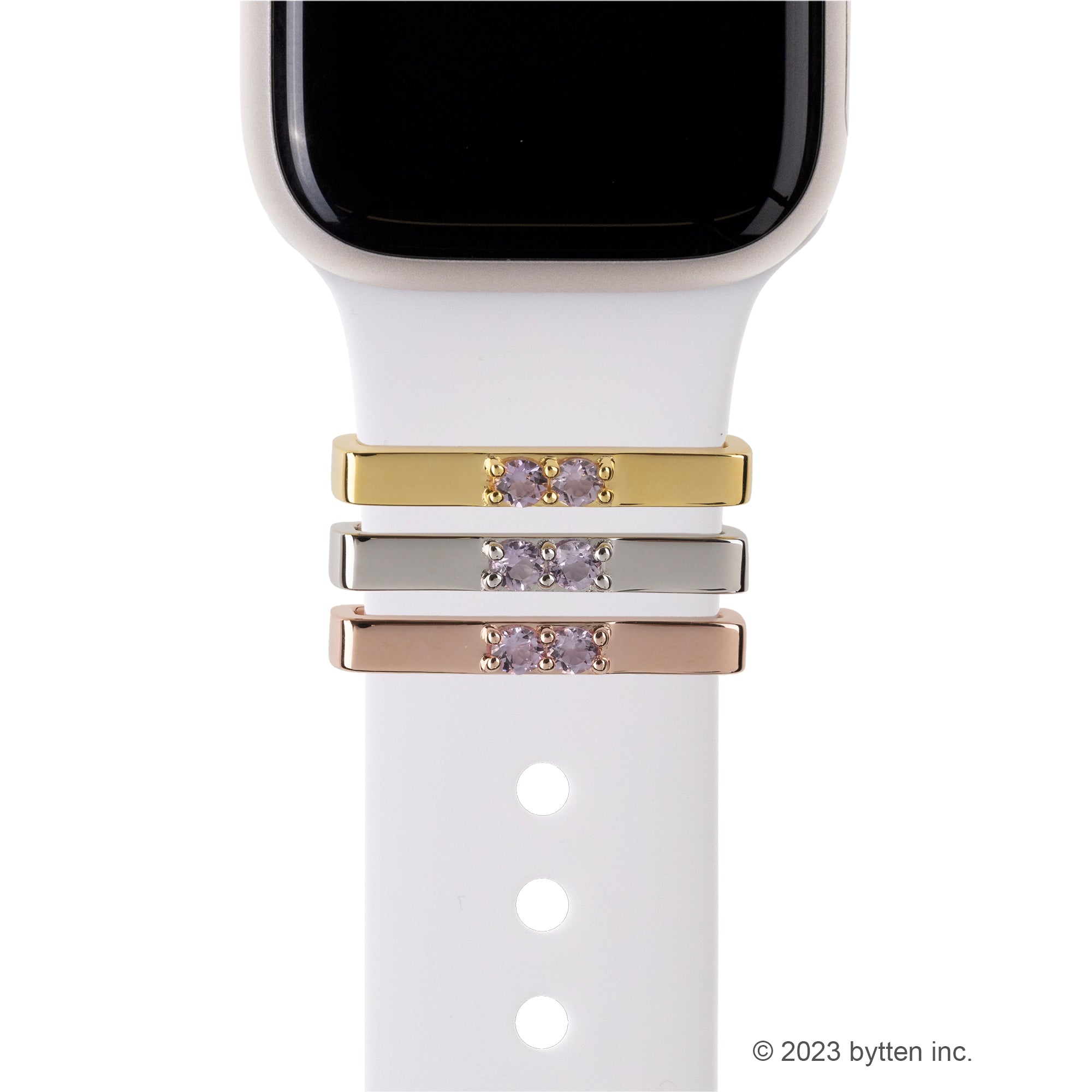 bytten double amethyst crystal ring accessory for Apple Watch and Fitbit bands gold silver rose gold