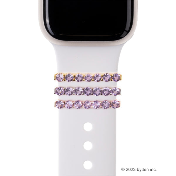 bytten round cut amethyst eternity ring accessory for Apple Watch and Fitbit bands in gold, silver and rose gold