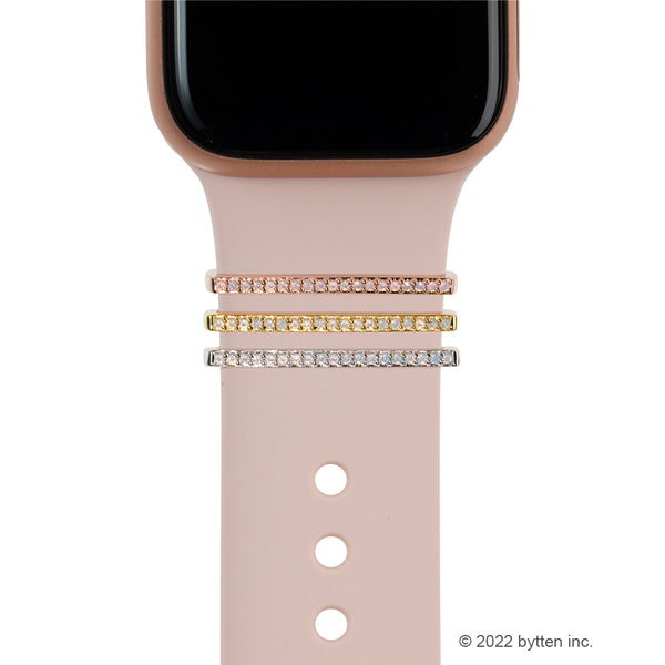 bytten pink opal stacking rings for Apple Watch sport bands and Fitbit bands. iwatch jewelry in rose gold, sterling silver and gold