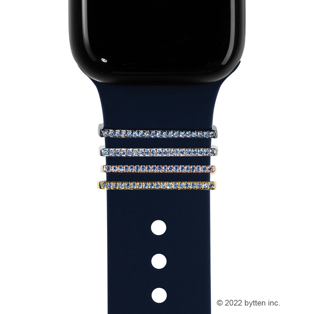 bytten tanzanite stacking rings for Apple Watch sport bands and Fitbit bands. iwatch jewelry in rose gold, sterling silver, gold, and black rhodium