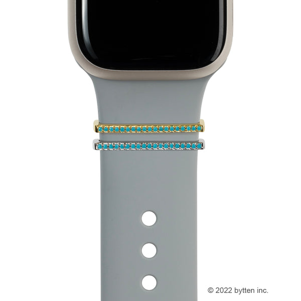 bytten turquoise stacking rings for Apple Watch sport bands and Fitbit bands. iwatch jewelry in sterling silver and gold