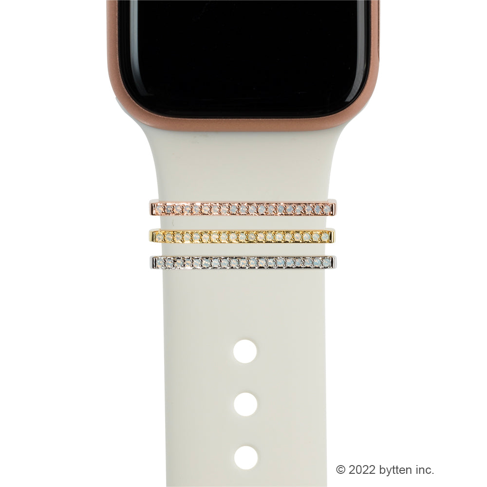 bytten white opal stacking rings for Apple Watch sport bands and Fitbit bands. iwatch jewelry in rose gold, sterling silver and gold