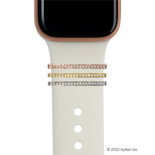 bytten white opal stacking rings for Apple Watch sport bands and Fitbit bands. iwatch jewelry in rose gold, sterling silver and gold