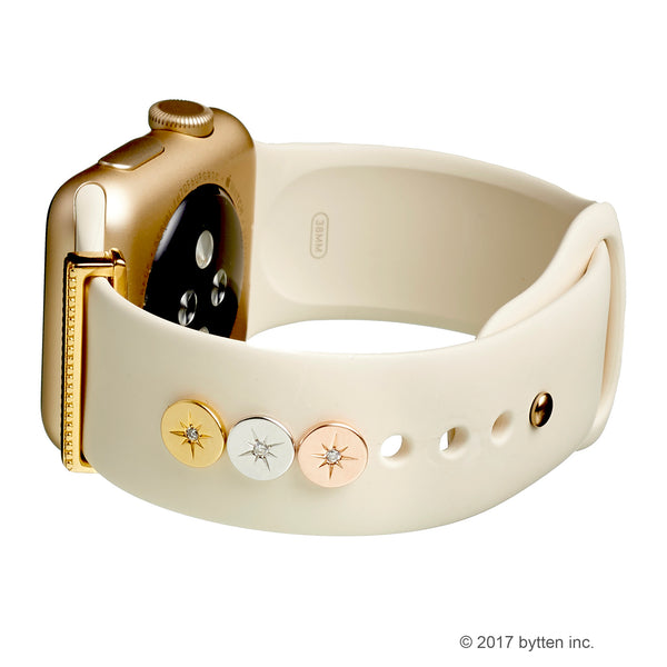 bytten apple watch starburst iwatch charms in rose gold, silver and gold
