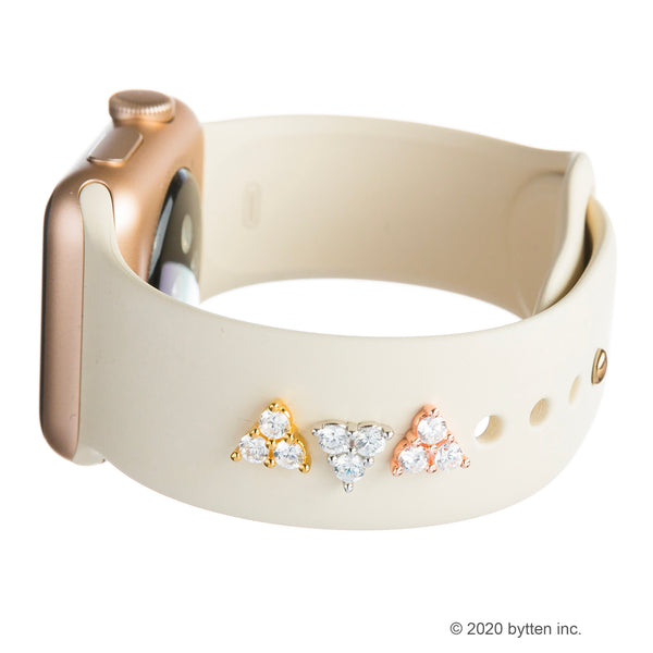 bytten apple watch triple cz iwatch charms in rose gold, silver and gold