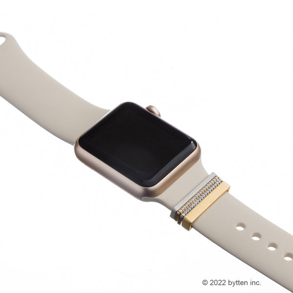 Gold-Luxe Glam Stack with non-engraved satin gold ring for Apple Watch and Fitbit bands