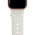 Gold Apple Watch with white Sport band and polished silver bytten 3mm engraved ring charm accessory