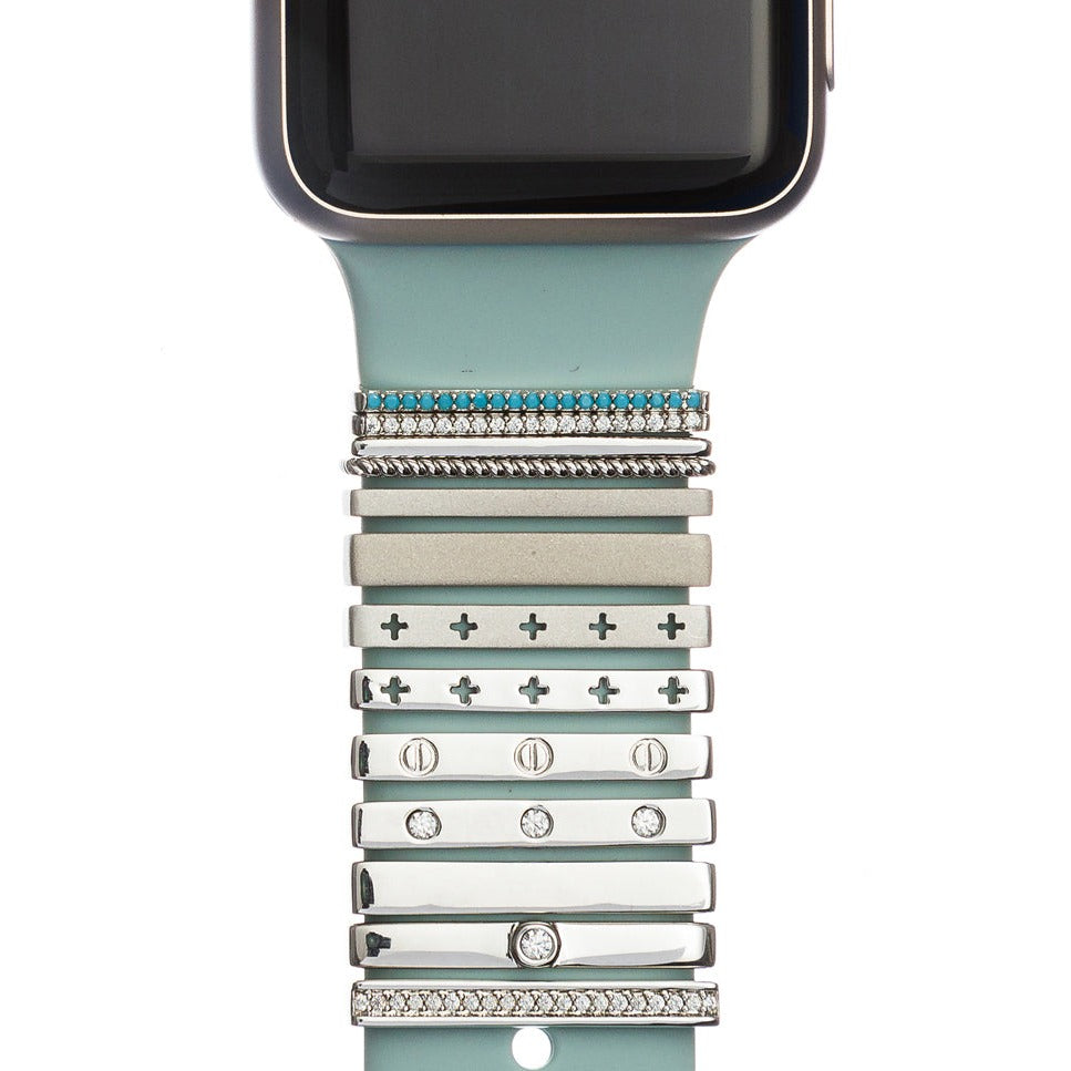 bytten silver BYOB - build your own bytten - stacking rings Apple Watch sport band Fitbit band accessory