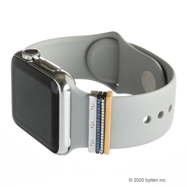 bytten Africa stack on silver Apple Watch with french grey sport band