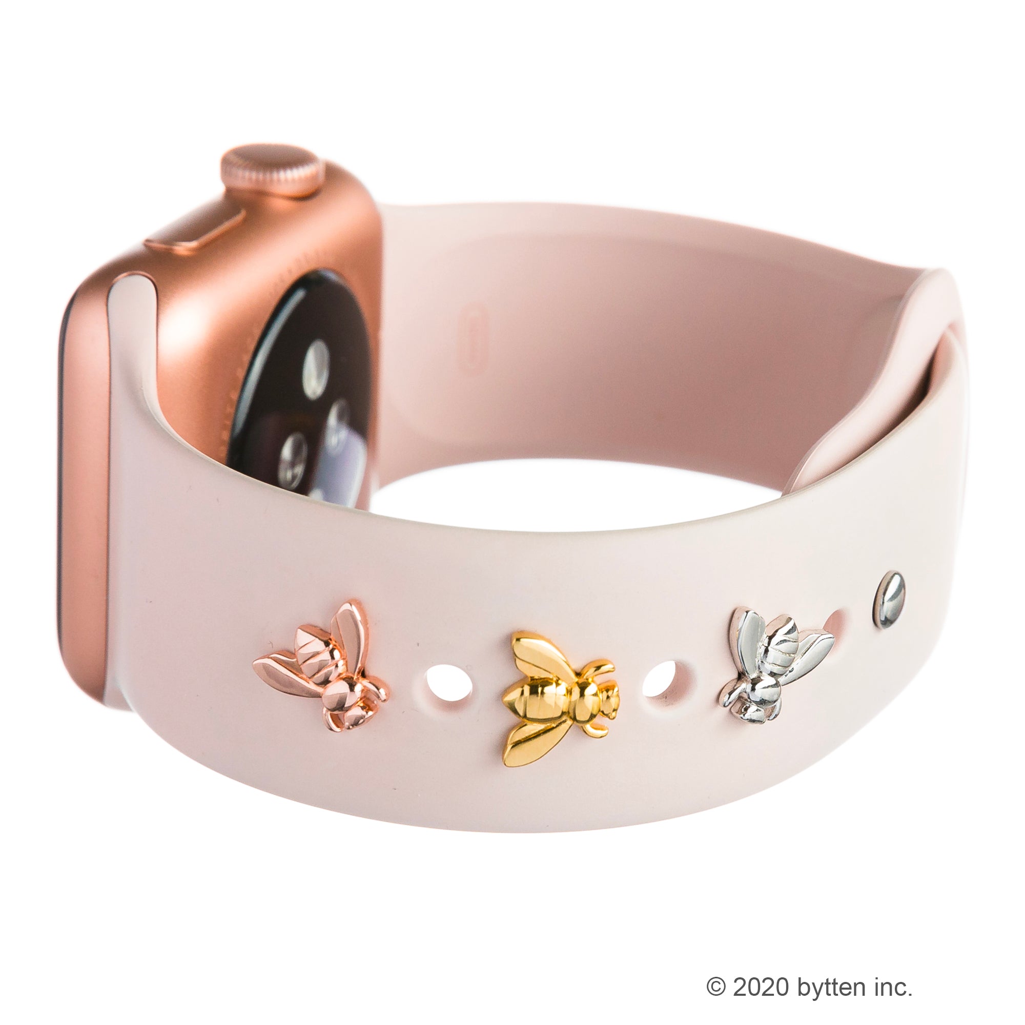 Apple Watch Silicone Band with Gold Honey Bee Charm Stud