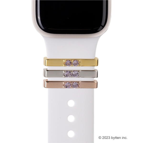 bytten double amethyst crystal ring accessory for Apple Watch and Fitbit bands gold silver rose gold