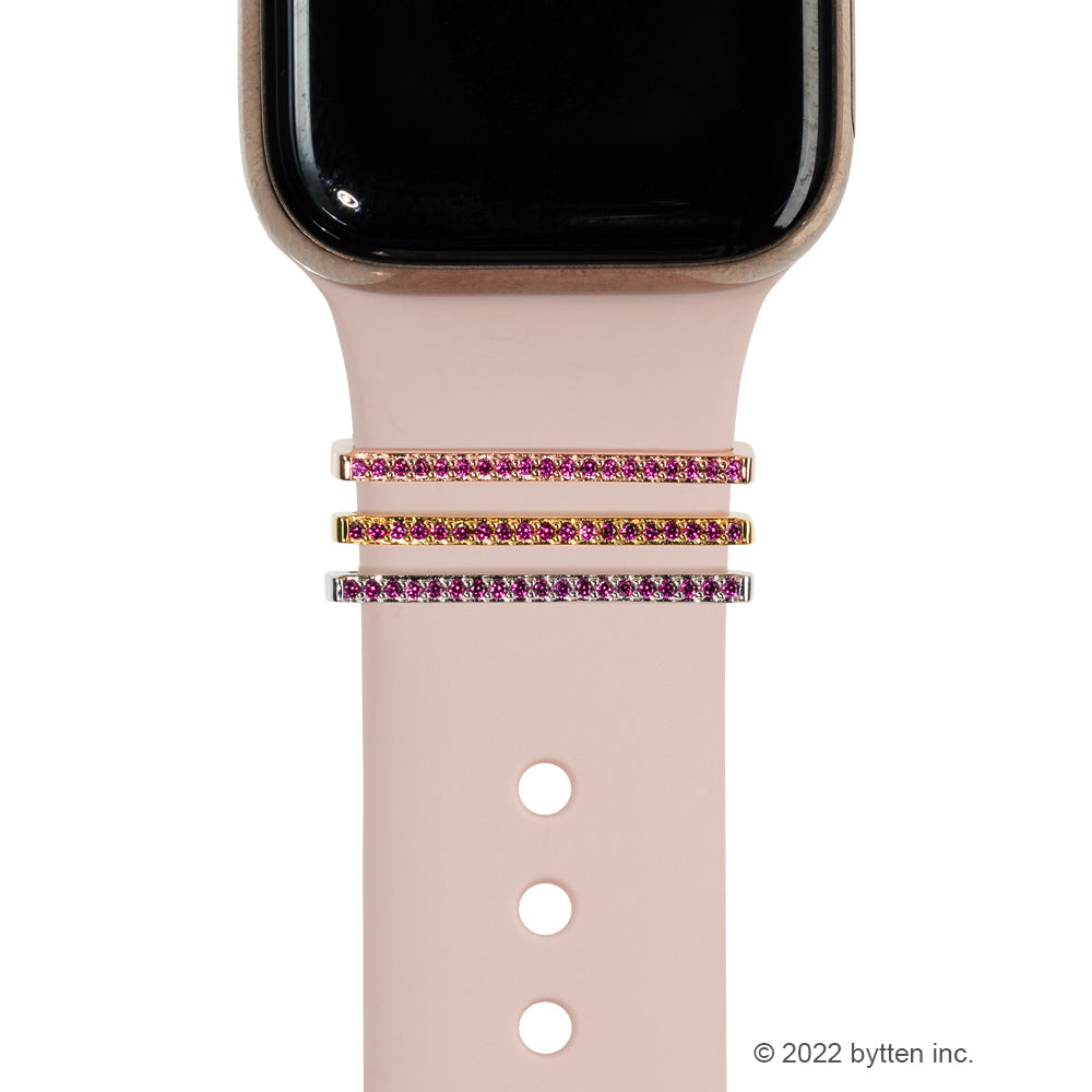 bytten ruby stacking rings for Apple Watch sport bands and Fitbit bands. iwatch jewelry in rose gold, sterling silver and gold