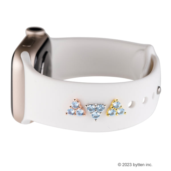 bytten apple watch triple aquamarine iwatch charms in rose gold, silver and gold