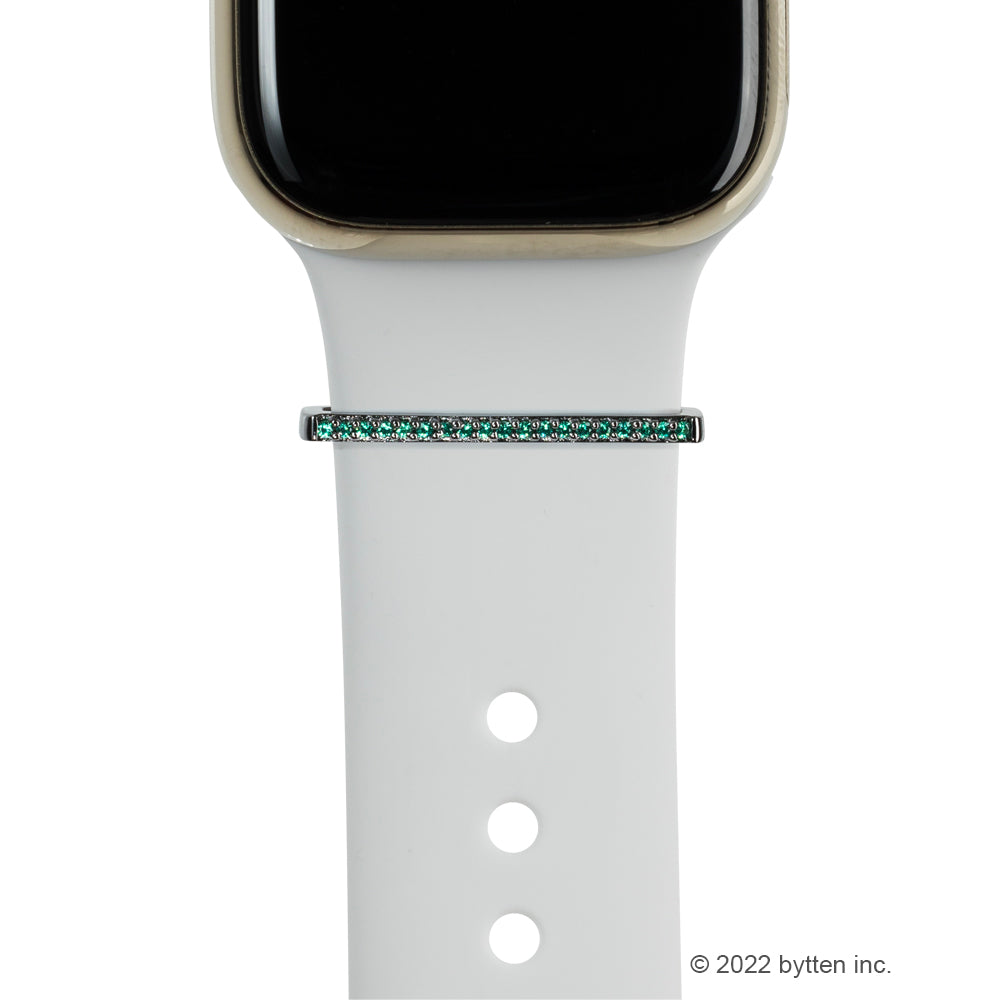 bytten emerald stacking rings for Apple Watch sport bands and Fitbit bands. iwatch jewelry in black rhodium