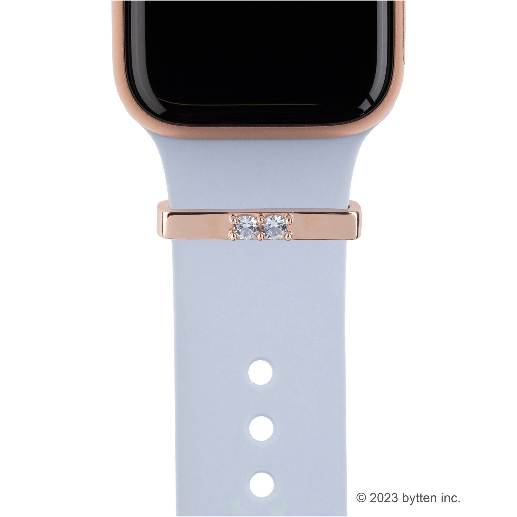 bytten double aquamarine crystal ring accessories for Apple Watch and Fitbit bands in rose gold
