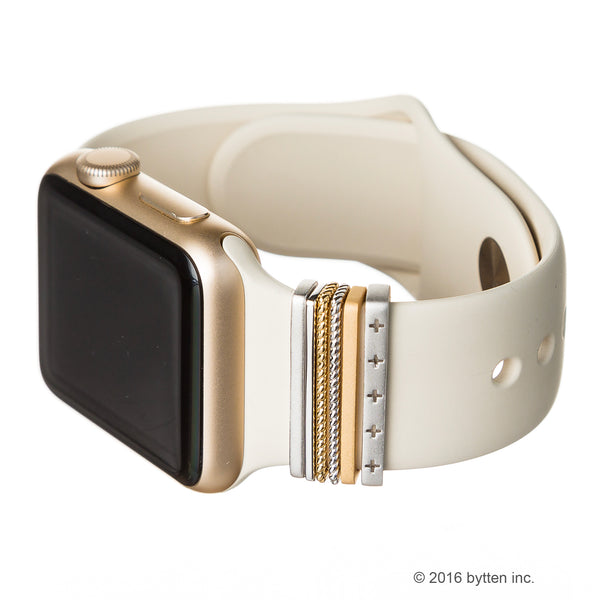 bytten classic stack on gold Apple Watch with winter white Sport band