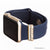 bytten gold mini glam stack on gold Apple Watch with midnight blue sport band