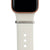 Gold Apple Watch with white Sport band and polished black rhodium bytten 3mm engraved ring charm accessory