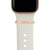 Gold Apple Watch with white Sport band and polished rose gold bytten 3mm engraved ring charm accessory