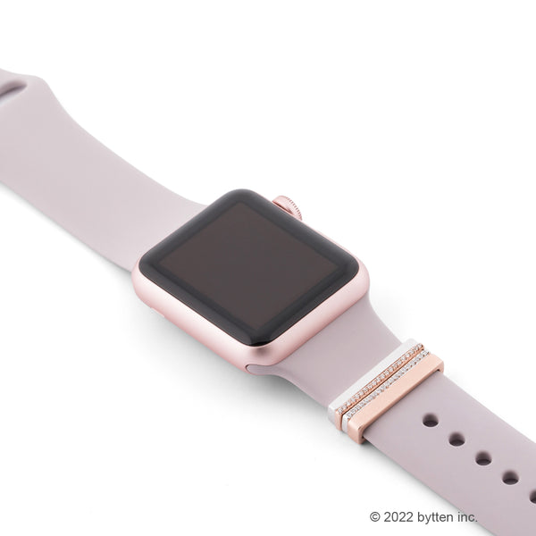 Rose Gold Glam Stack with satin rose non-engraved ring for Apple Watch and Fitbit bands